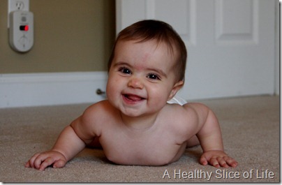 8 months old on tummy